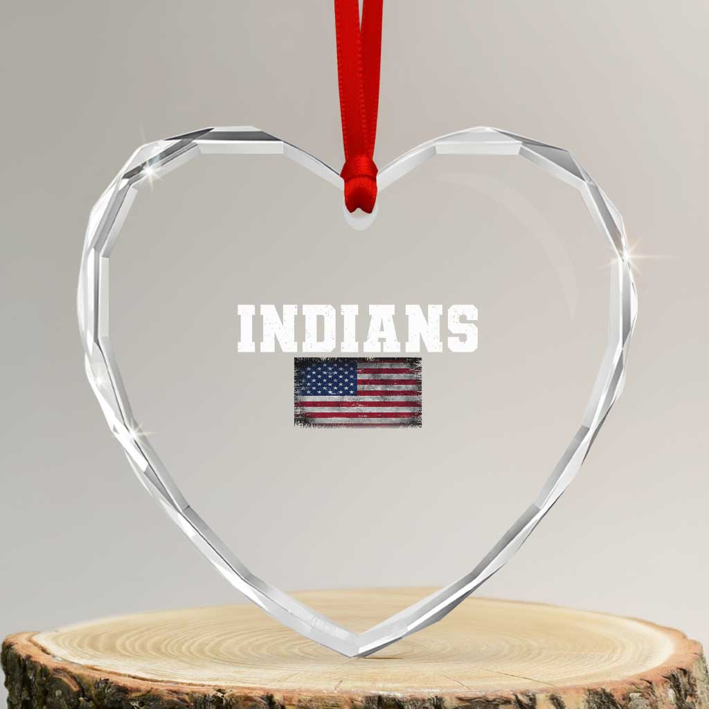 Classic Indians Heart Crystal Glass Ornament Retro Varsity Vintage Sports Team Name USA Flag TS10 Transparent Glass 3'' Heart Print Your Wear