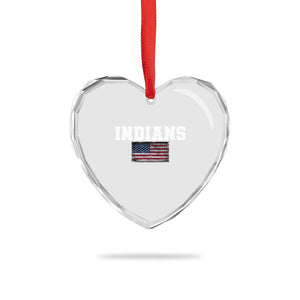 Classic Indians Heart Crystal Glass Ornament Retro Varsity Vintage Sports Team Name USA Flag TS10 Print Your Wear