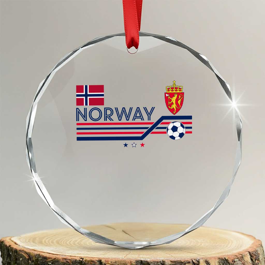 Classic Norway Football Emblem Graphic Crystal Glass Ornament Retro Norwegian Flag Coat of Arms Norge Soccer Fans TS02 Transparent Glass 3'' Circle Print Your Wear