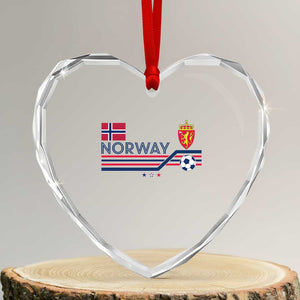 Classic Norway Football Emblem Graphic Heart Crystal Glass Ornament Retro Norwegian Flag Coat of Arms Norge Soccer Fans TS02 Transparent Glass 3'' Heart Print Your Wear