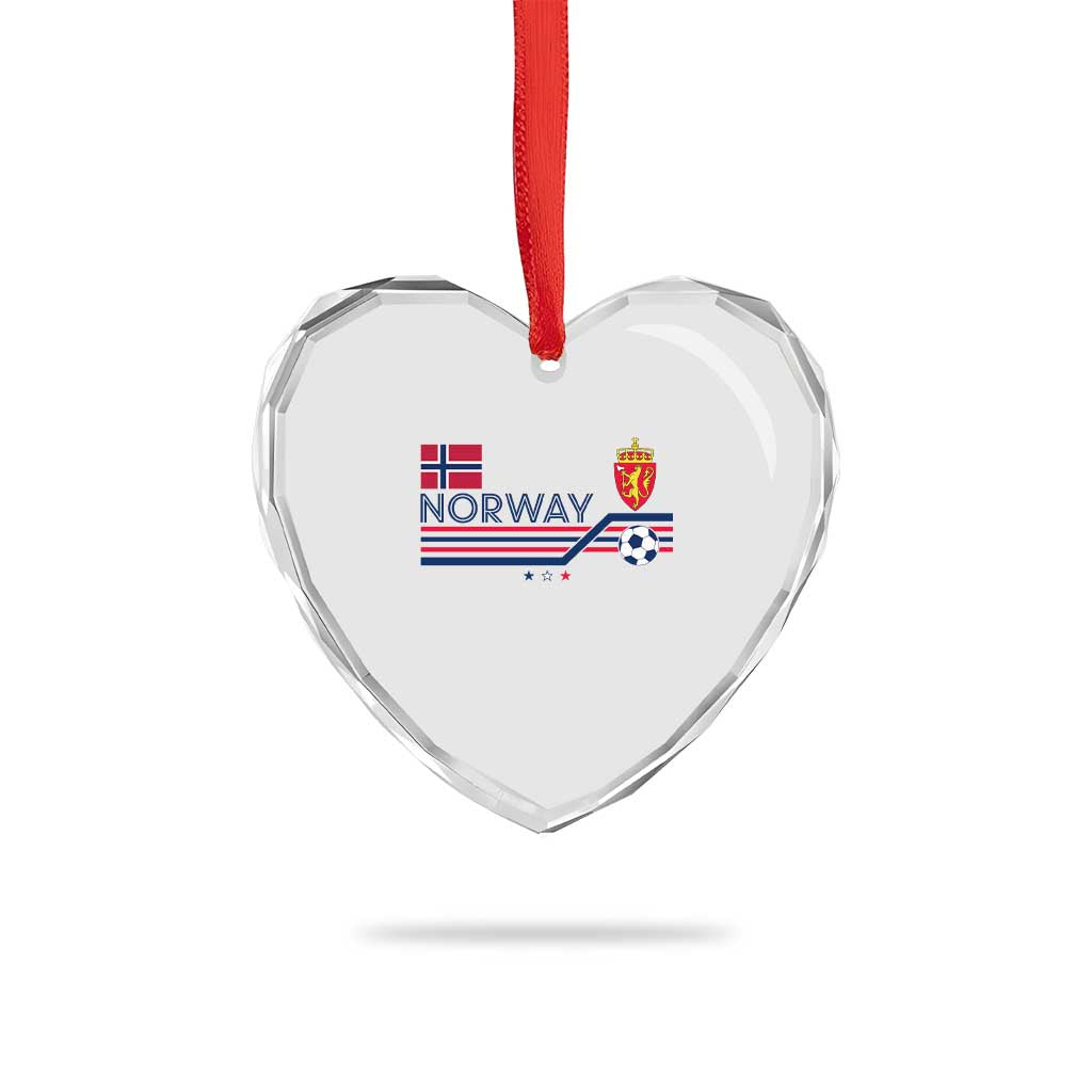 Classic Norway Football Emblem Graphic Heart Crystal Glass Ornament Retro Norwegian Flag Coat of Arms Norge Soccer Fans TS02 Print Your Wear