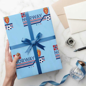 Classic Norway Football Emblem Graphic Wrapping Paper Roll Retro Norwegian Flag Coat of Arms Norge Soccer Fans TS02 Light Blue Print Your Wear