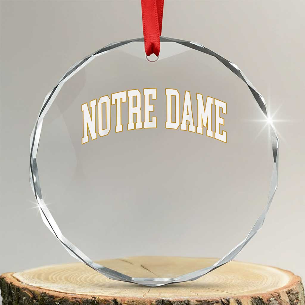 Classic Notre Dame Indiana Crystal Glass Ornament Retro Vintage Varsity Throwback Design TS02 Transparent Glass 3'' Circle Print Your Wear