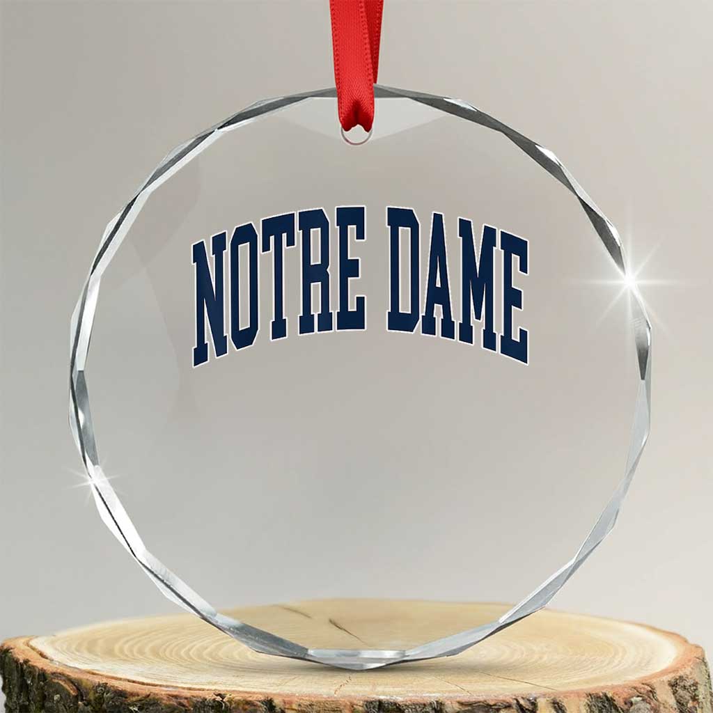 Classic Notre Dame Indiana Crystal Glass Ornament Vintage Retro Throwback Design TS02 Transparent Glass 3'' Circle Print Your Wear