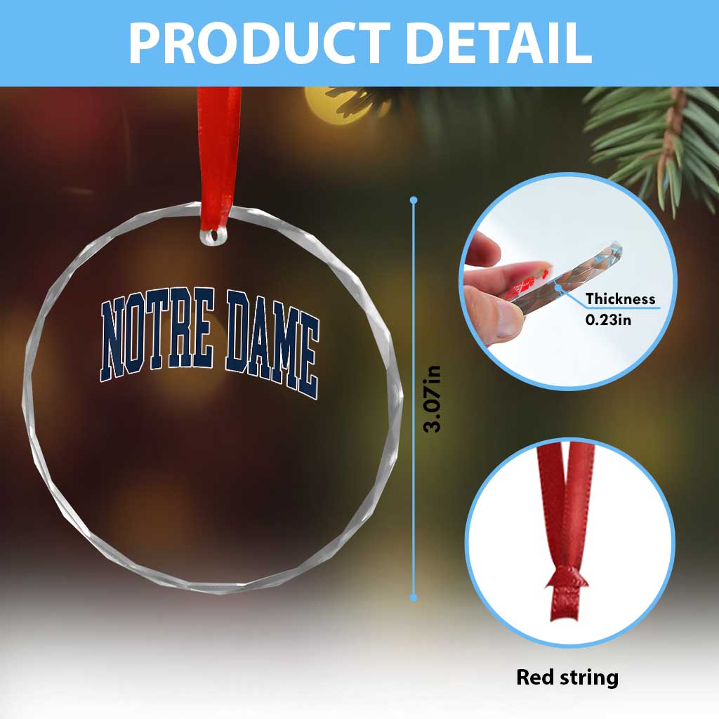 Classic Notre Dame Indiana Crystal Glass Ornament Vintage Retro Throwback Design TS02 Print Your Wear