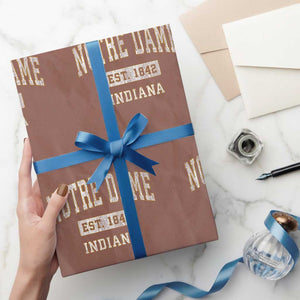 Classic Notre Dame Indiana Wrapping Paper Roll Est 1842 IN Retro Vintage Varsity TS02 Mocha Print Your Wear
