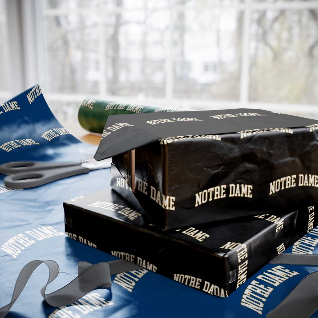 Classic Notre Dame Indiana Wrapping Paper Roll Retro Vintage Varsity Throwback Design TS02 Black Print Your Wear