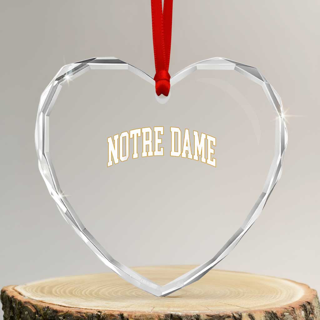 Classic Notre Dame Indiana Heart Crystal Glass Ornament Retro Vintage Varsity Throwback Design TS02 Transparent Glass 3'' Heart Print Your Wear