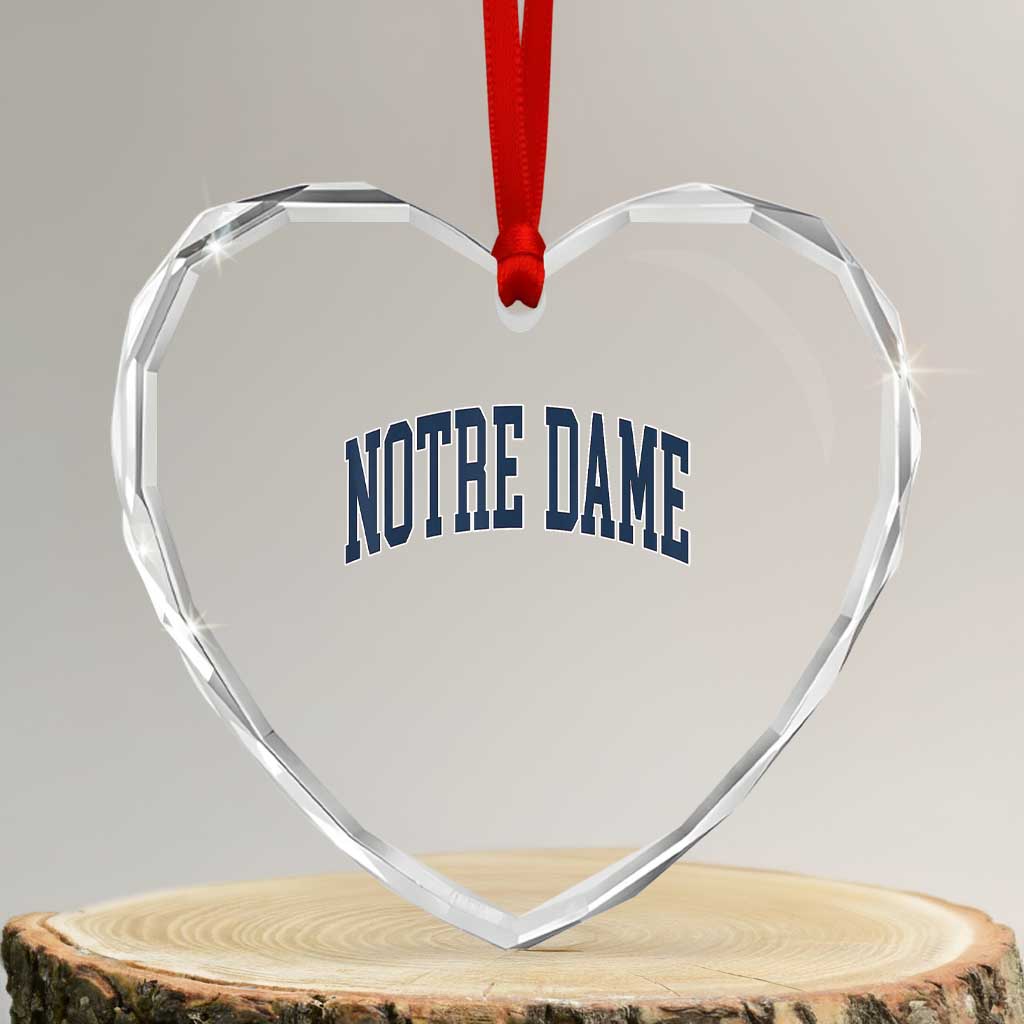 Classic Notre Dame Indiana Heart Crystal Glass Ornament Vintage Retro Throwback Design TS02 Transparent Glass 3'' Heart Print Your Wear