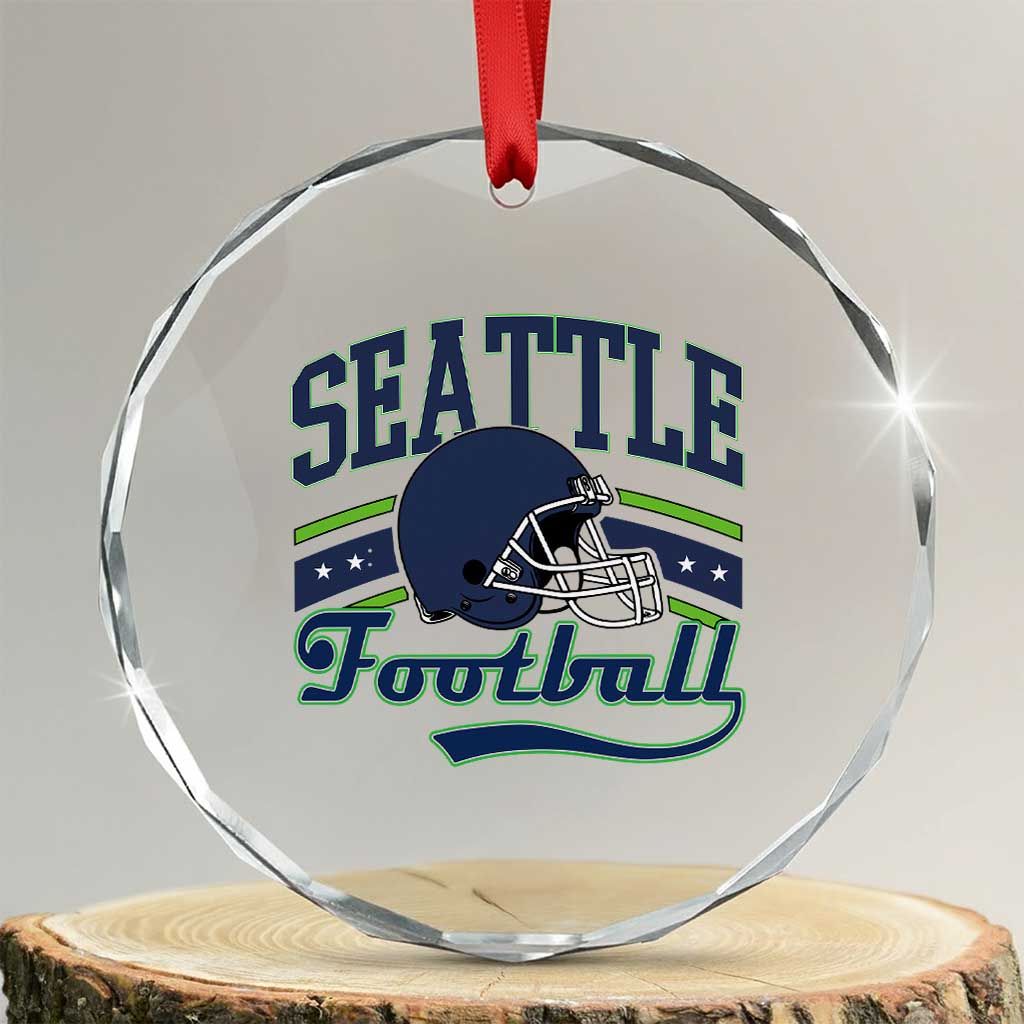 Classic Seattle Athletic Helmet Graphic Crystal Glass Ornament Vintage Game Day Sports Fan TS02 Transparent Glass 3'' Circle Print Your Wear