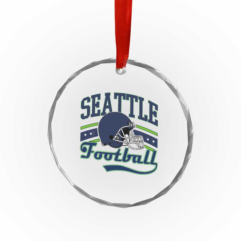 Classic Seattle Athletic Helmet Graphic Crystal Glass Ornament Vintage Game Day Sports Fan
