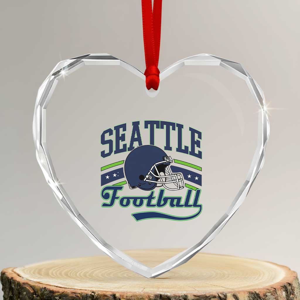 Classic Seattle Athletic Helmet Graphic Heart Crystal Glass Ornament Vintage Game Day Sports Fan TS02 Transparent Glass 3'' Heart Print Your Wear
