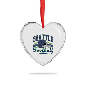 Classic Seattle Athletic Helmet Graphic Heart Crystal Glass Ornament Vintage Game Day Sports Fan