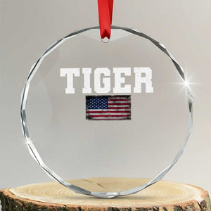 Classic Tiger Crystal Glass Ornament Retro Varsity Vintage Sports Team Name USA Flag TS10 Transparent Glass 3'' Circle Print Your Wear