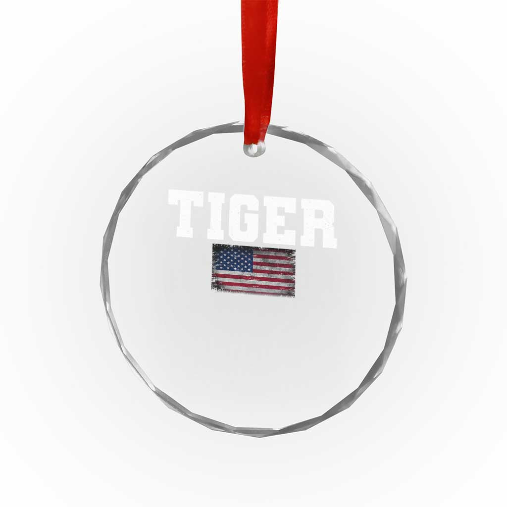 Classic Tigers Crystal Glass Ornament Retro Varsity Vintage Sports Team Name USA Flag TS10 Transparent Glass 3'' Circle Print Your Wear