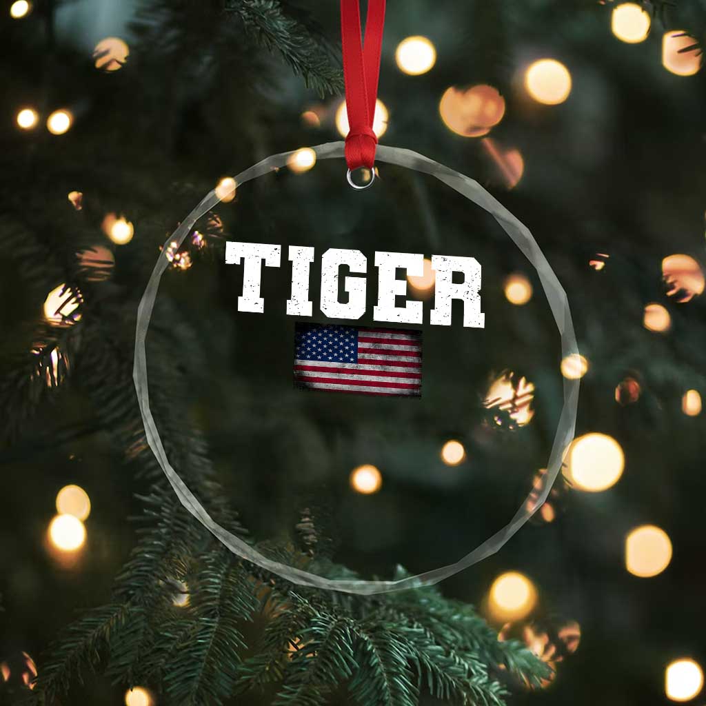 Classic Tigers Crystal Glass Ornament Retro Varsity Vintage Sports Team Name USA Flag TS10 Print Your Wear