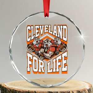 Cleveland For Life Crystal Glass Ornament CFBB Fan Gift TS12 Transparent Glass 3'' Circle Print Your Wear