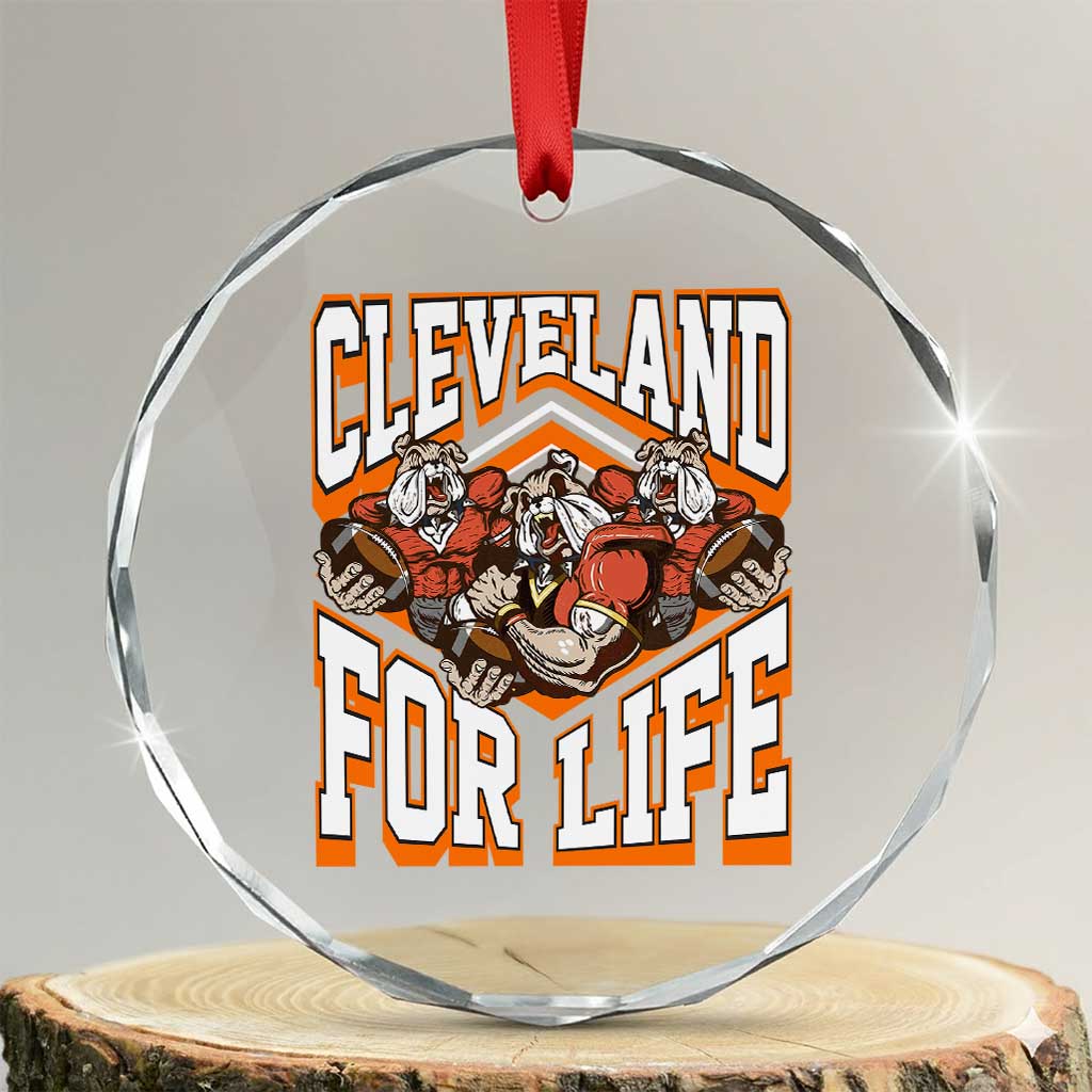 Cleveland For Life Crystal Glass Ornament CFBB Fan Gift TS12 Transparent Glass 3'' Circle Print Your Wear