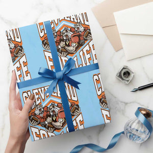 Cleveland For Life Wrapping Paper Roll CFBB Fan Gift TS12 Light Blue Print Your Wear