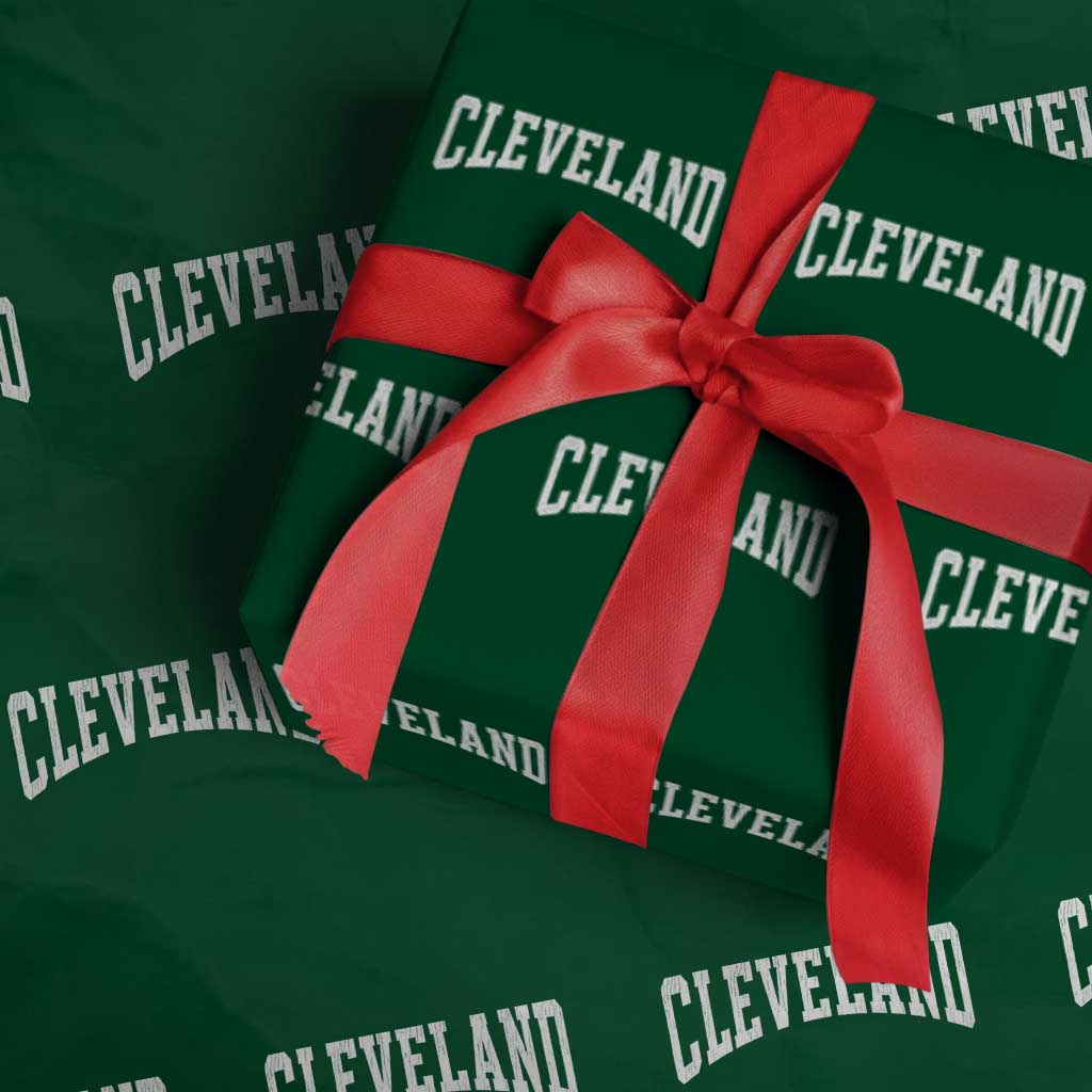 Cleveland Ohio OH City Throwback Design Vintage Wrapping Paper Roll TS11 Green Print Your Wear