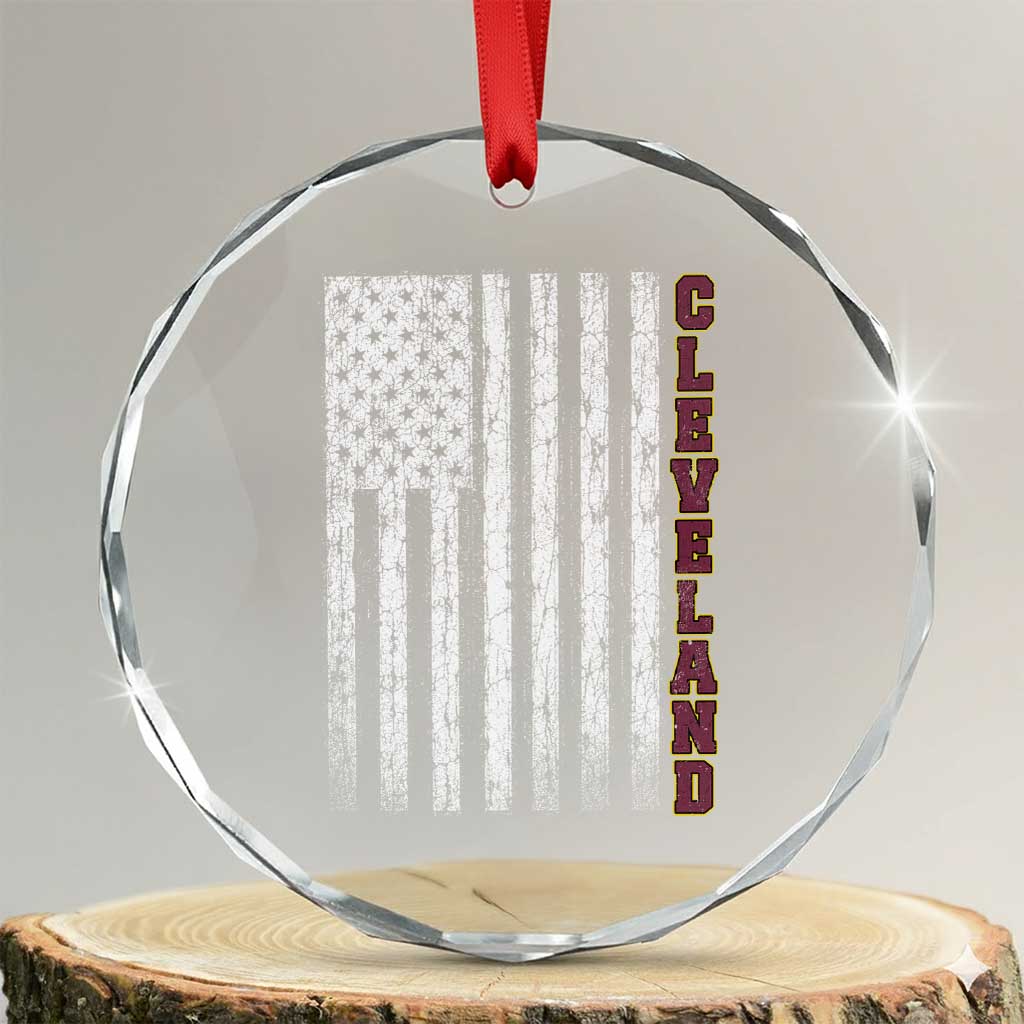 Cleveland Ohio State Pride Vintage American Flag Crystal Glass Ornament Vintage American Flag Ohio State Pride TS11 Transparent Glass 3'' Circle Print Your Wear