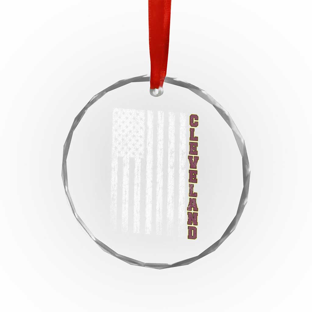 Cleveland Ohio State Pride Vintage American Flag Crystal Glass Ornament Vintage American Flag Ohio State Pride TS11 Print Your Wear