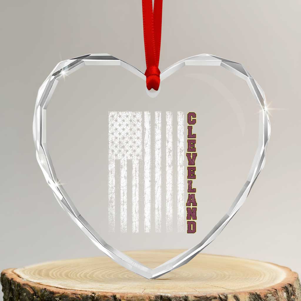 Cleveland Ohio State Pride Vintage American Flag Heart Crystal Glass Ornament Vintage American Flag Ohio State Pride TS11 Transparent Glass 3'' Heart Print Your Wear