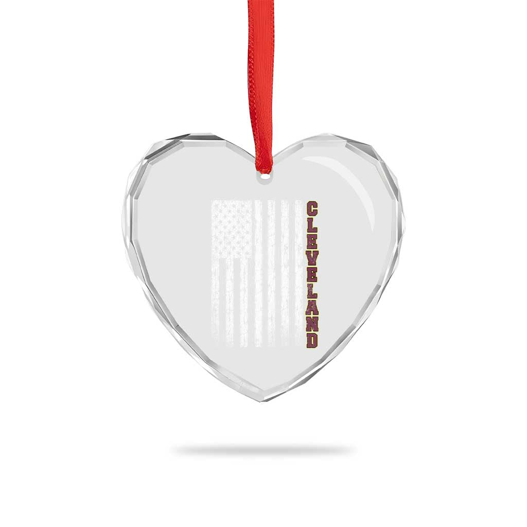Cleveland Ohio State Pride Vintage American Flag Heart Crystal Glass Ornament Vintage American Flag Ohio State Pride TS11 Print Your Wear