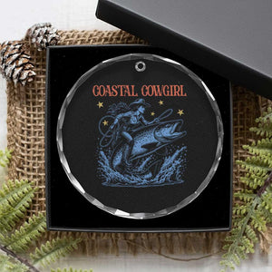 Coastal Cowgirl Crystal Glass Ornament Funny Western Country Rodeo Cowgirl Fishing TS10 Print Your Wear