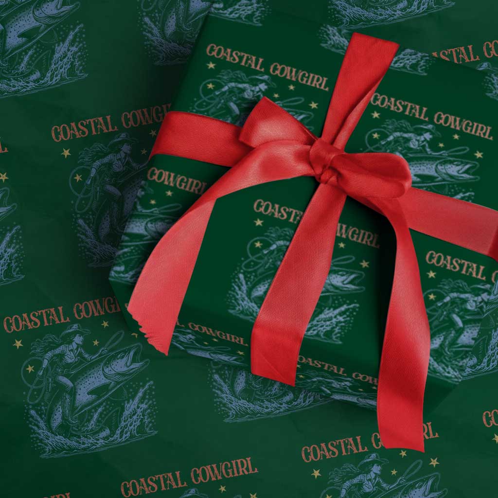 Coastal Cowgirl Wrapping Paper Roll Funny Western Country Rodeo Cowgirl Fishing TS10 Green Print Your Wear