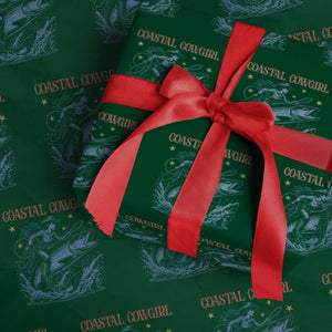 Coastal Cowgirl Wrapping Paper Roll Funny Western Country Rodeo Cowgirl Fishing TS10 Green Print Your Wear