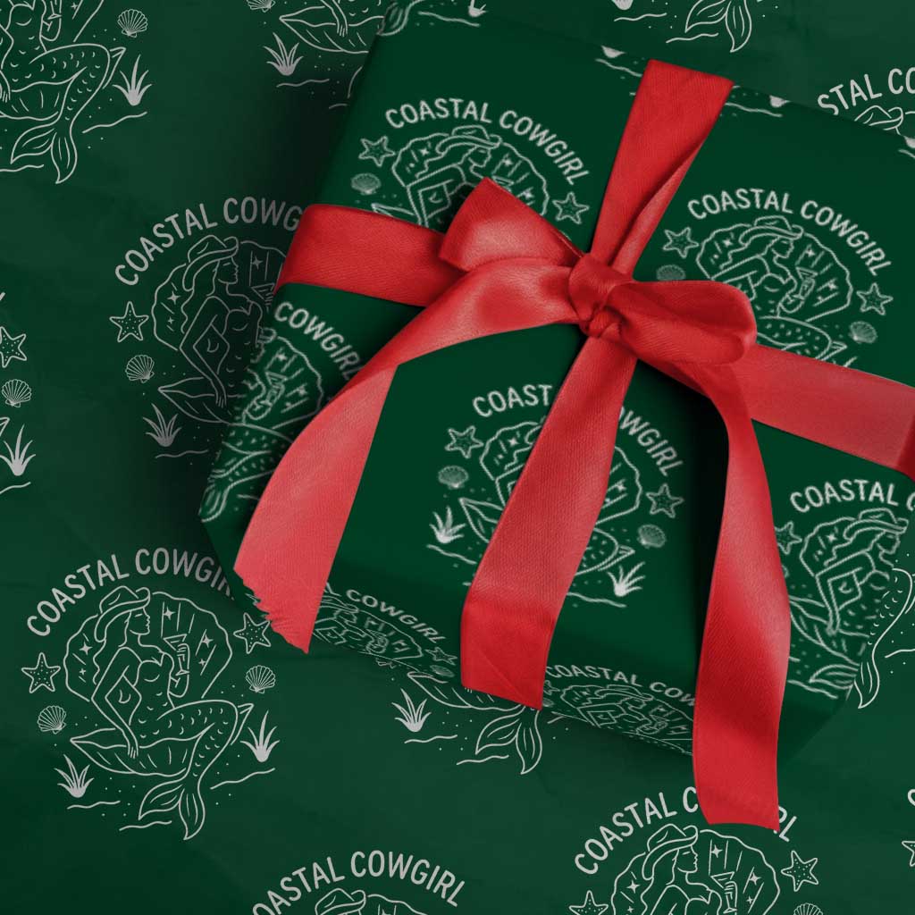 Coastal Cowgirl Wrapping Paper Roll Mermaid Rodeo Western Beach TS10 Green Print Your Wear