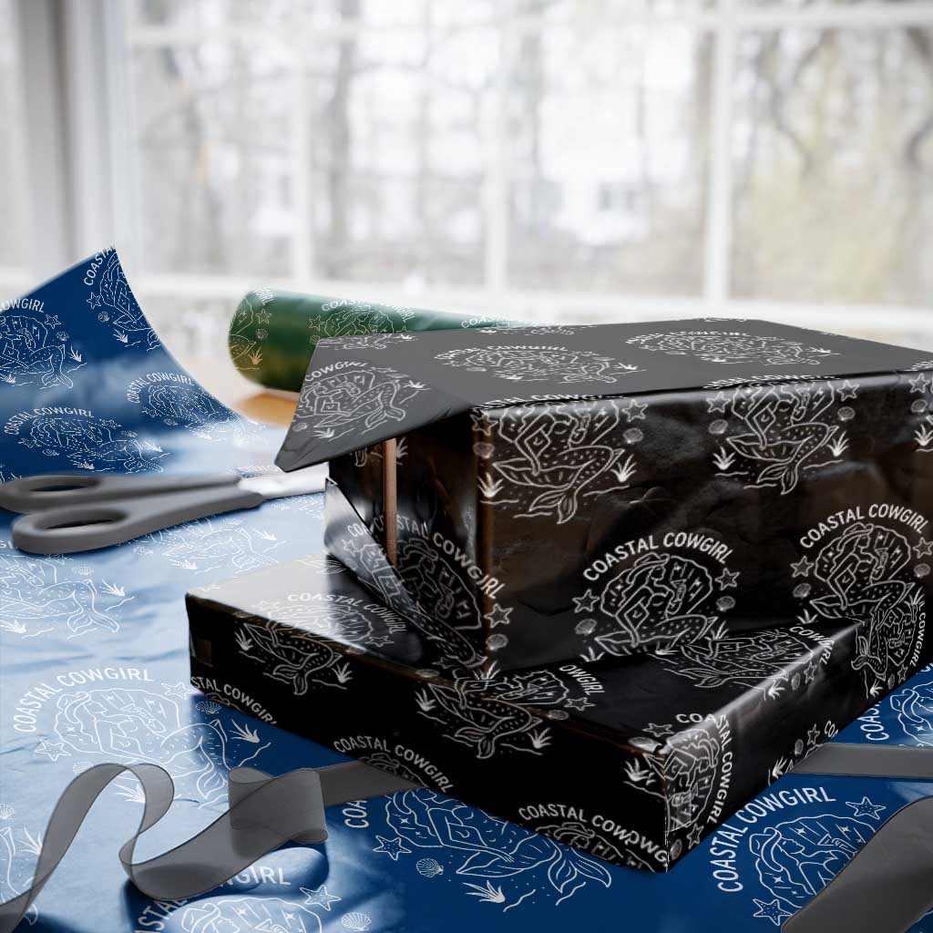 Coastal Cowgirl Wrapping Paper Roll Mermaid Rodeo Western Beach TS10 Black Print Your Wear