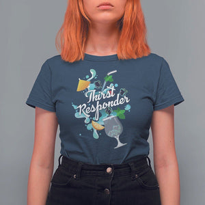 Cocktail Lover T Shirt For Women Thirst Responder Funny Mixologists Bartender TS11 Navy Print Your Wear
