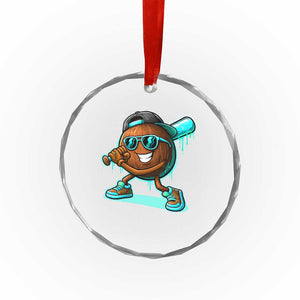 Coconut Baseball Player Crystal Glass Ornament Funny Baseball Drip Ice Cream Fruit Humor TS10 Print Your Wear
