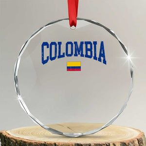 Colombia Football Throwback Design Vintage Colombian Flag Jersey Style Crystal Glass Ornament