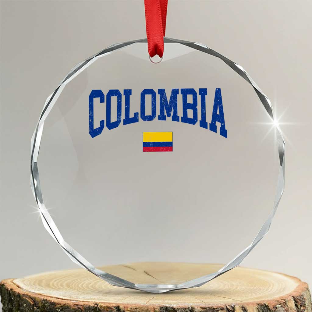 Colombia Football Throwback Design Vintage Colombian Flag Jersey Style Crystal Glass Ornament TS11 Transparent Glass 3'' Circle Print Your Wear