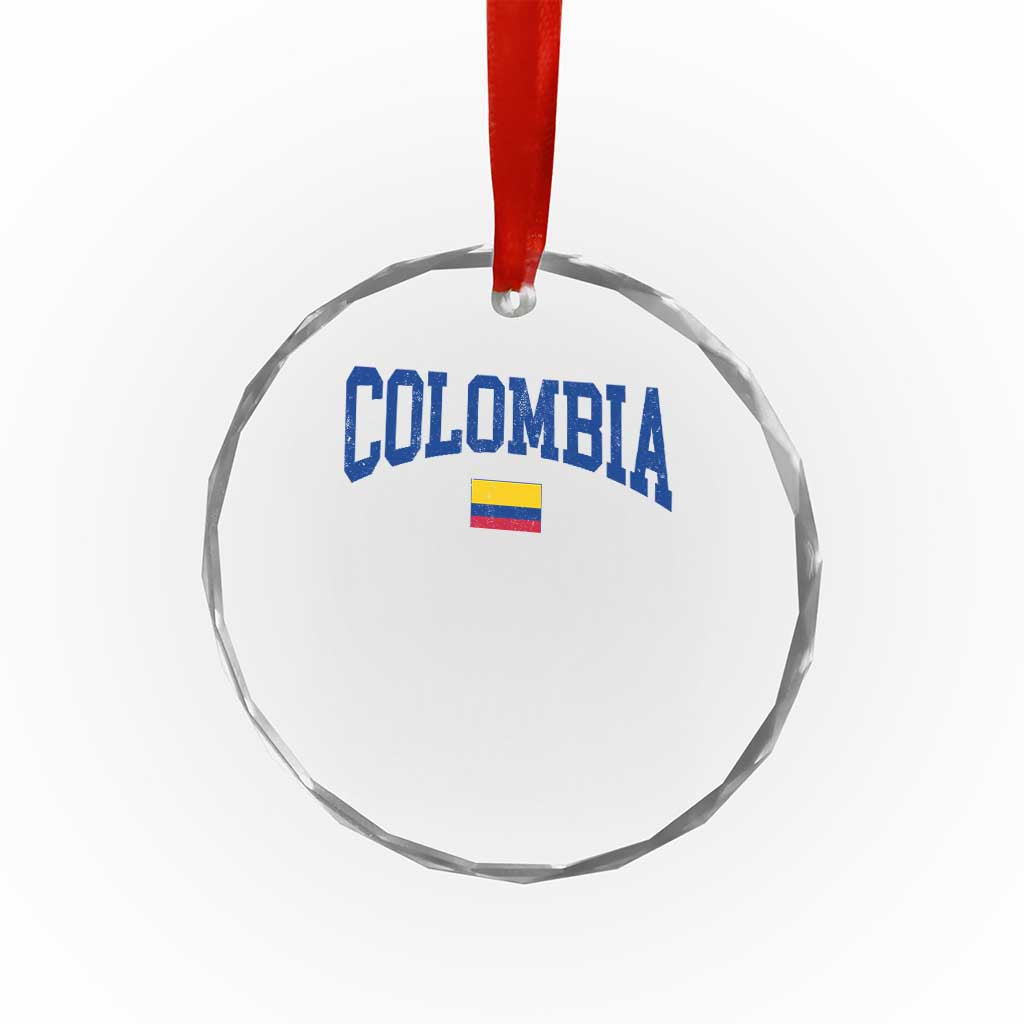 Colombia Football Throwback Design Vintage Colombian Flag Jersey Style Crystal Glass Ornament