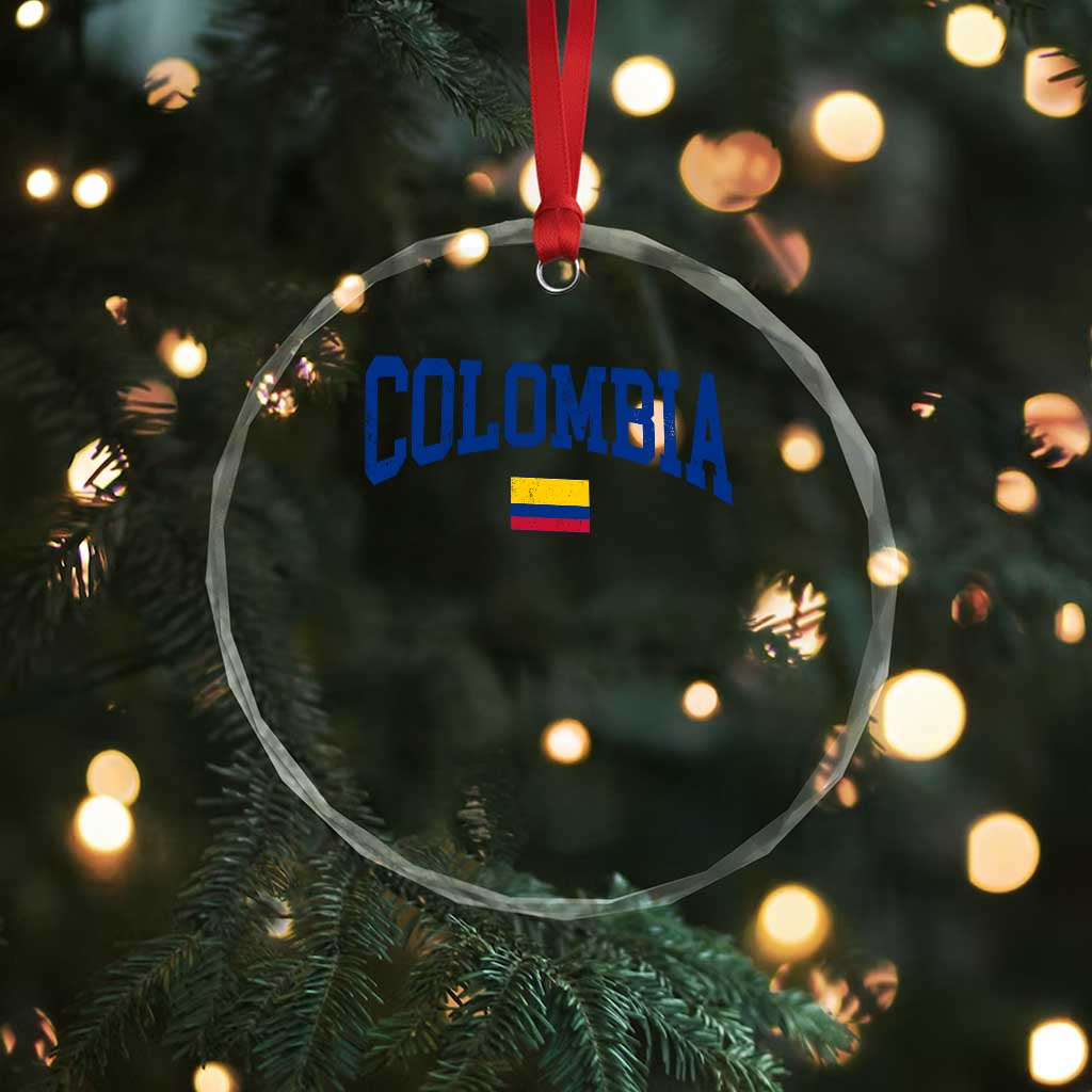 Colombia Football Throwback Design Vintage Colombian Flag Jersey Style Crystal Glass Ornament