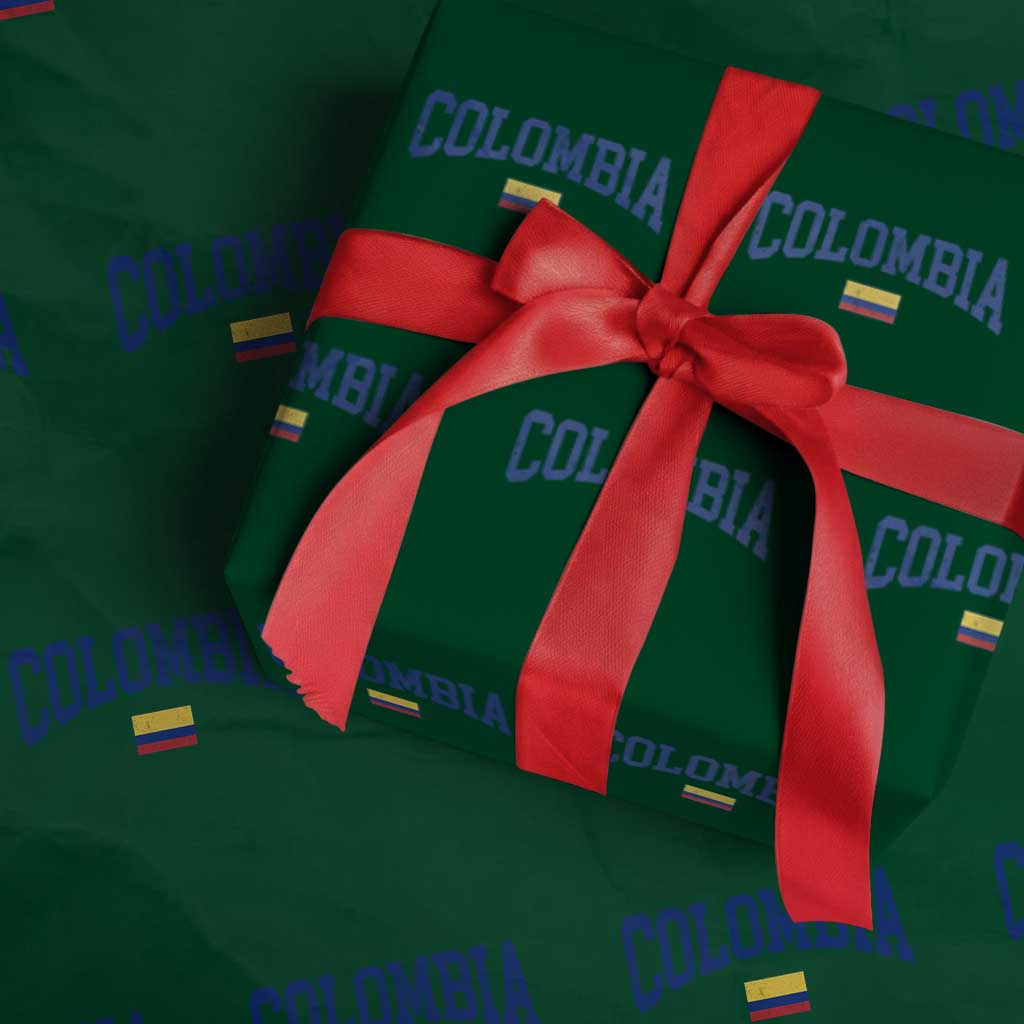 Colombia Football Throwback Design Vintage Colombian Flag Jersey Style Wrapping Paper Roll TS11 Green Print Your Wear