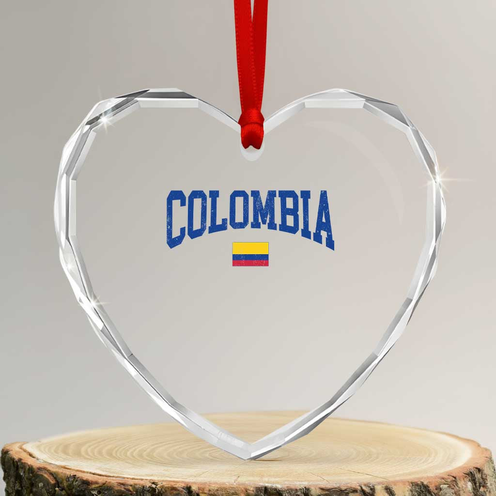 Colombia Football Throwback Design Vintage Colombian Flag Jersey Style Heart Crystal Glass Ornament TS11 Transparent Glass 3'' Heart Print Your Wear