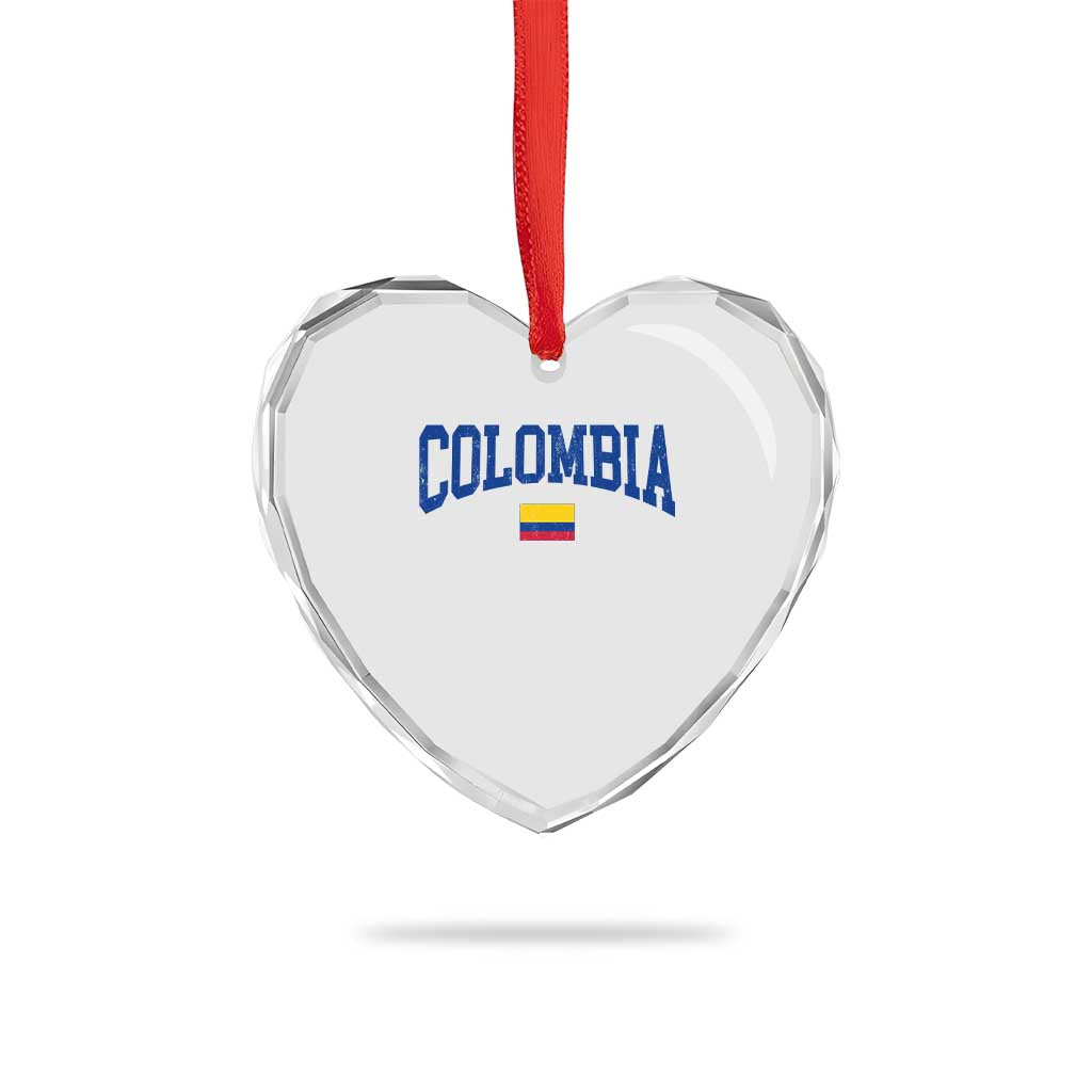 Colombia Football Throwback Design Vintage Colombian Flag Jersey Style Heart Crystal Glass Ornament TS11 Print Your Wear