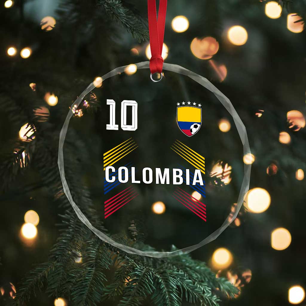 Colombia Soccer Sports Graphic Number 10 Jersey Style Crystal Glass Ornament Proud Colombian Football Fans Game Day Pride