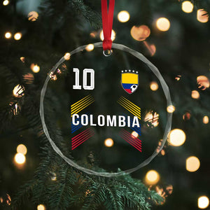 Colombia Soccer Sports Graphic Number 10 Jersey Style Crystal Glass Ornament Proud Colombian Football Fans Game Day Pride