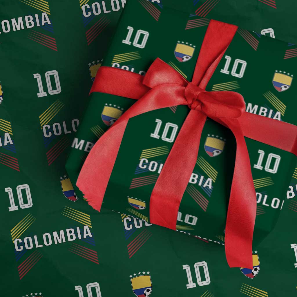 Colombia Soccer Sports Graphic Number 10 Jersey Style Wrapping Paper Roll Proud Colombian Football Fans Game Day Pride TS02 Green Print Your Wear