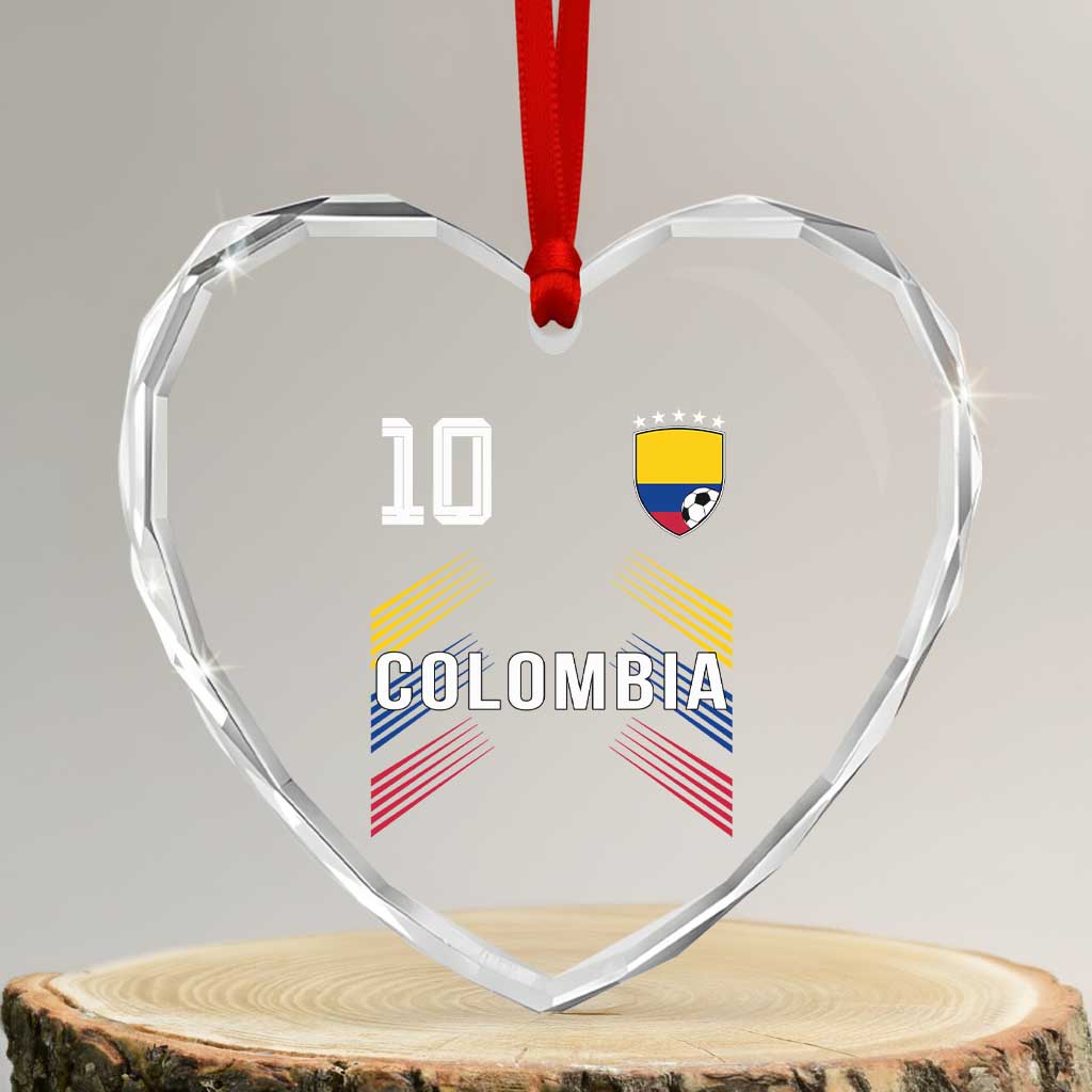 Colombia Soccer Sports Graphic Number 10 Jersey Style Heart Crystal Glass Ornament Proud Colombian Football Fans Game Day Pride TS02 Transparent Glass 3'' Heart Print Your Wear