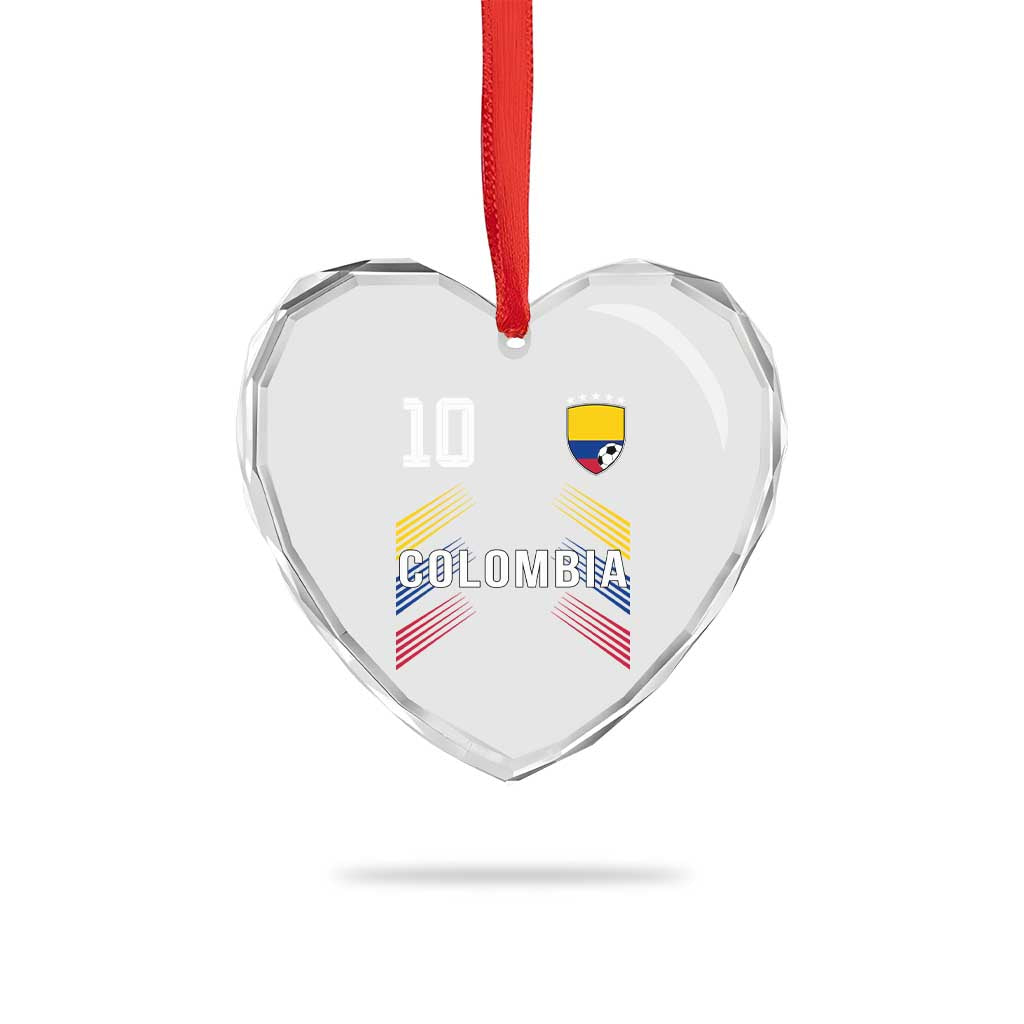 Colombia Soccer Sports Graphic Number 10 Jersey Style Heart Crystal Glass Ornament Proud Colombian Football Fans Game Day Pride TS02 Print Your Wear