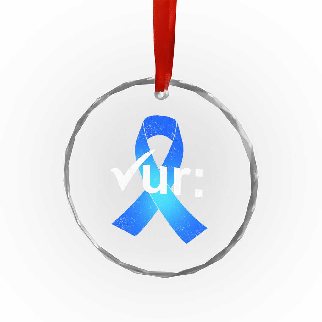 Colon Cancer Awareness Crystal Glass Ornament Blue Ribbon Colonoscopy Colorectal TS10 Print Your Wear