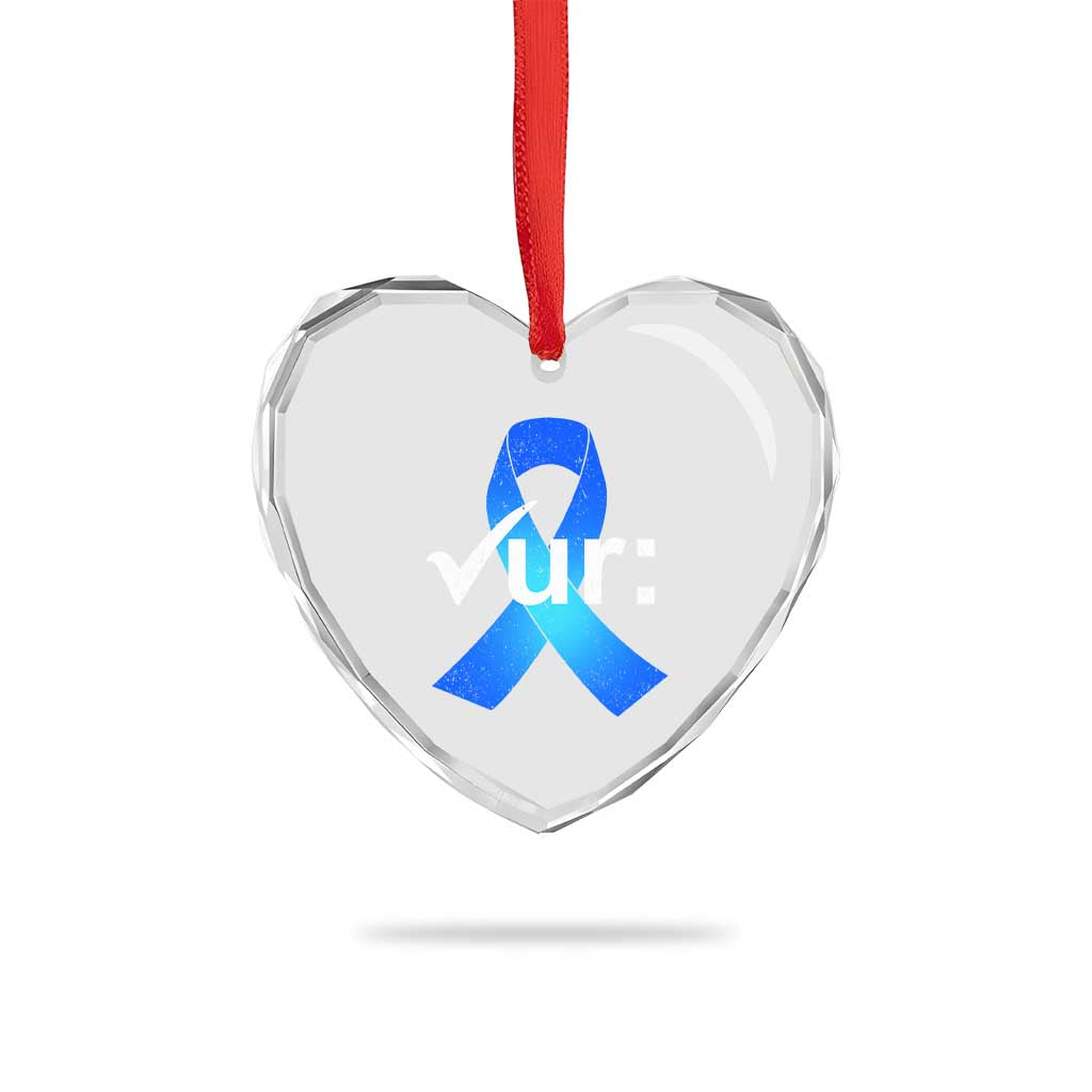 Colon Cancer Awareness Heart Crystal Glass Ornament Blue Ribbon Colonoscopy Colorectal TS10 Print Your Wear