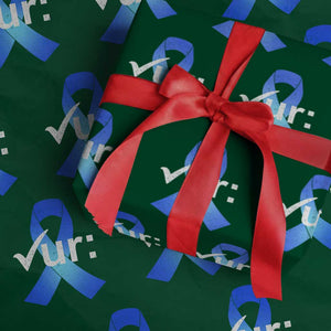Colon Cancer Awareness Wrapping Paper Roll Blue Ribbon Colonoscopy Colorectal TS10 Green Print Your Wear